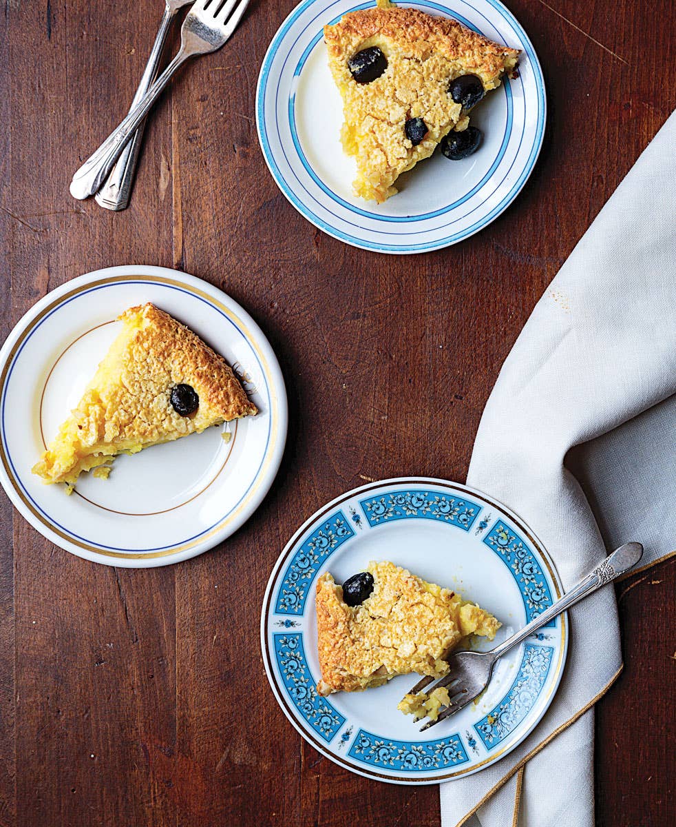 slices of black olive cake