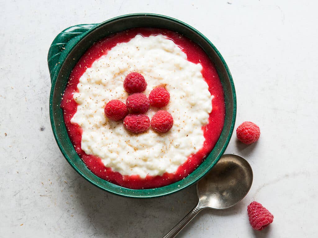 Rice Pudding with Raspberries