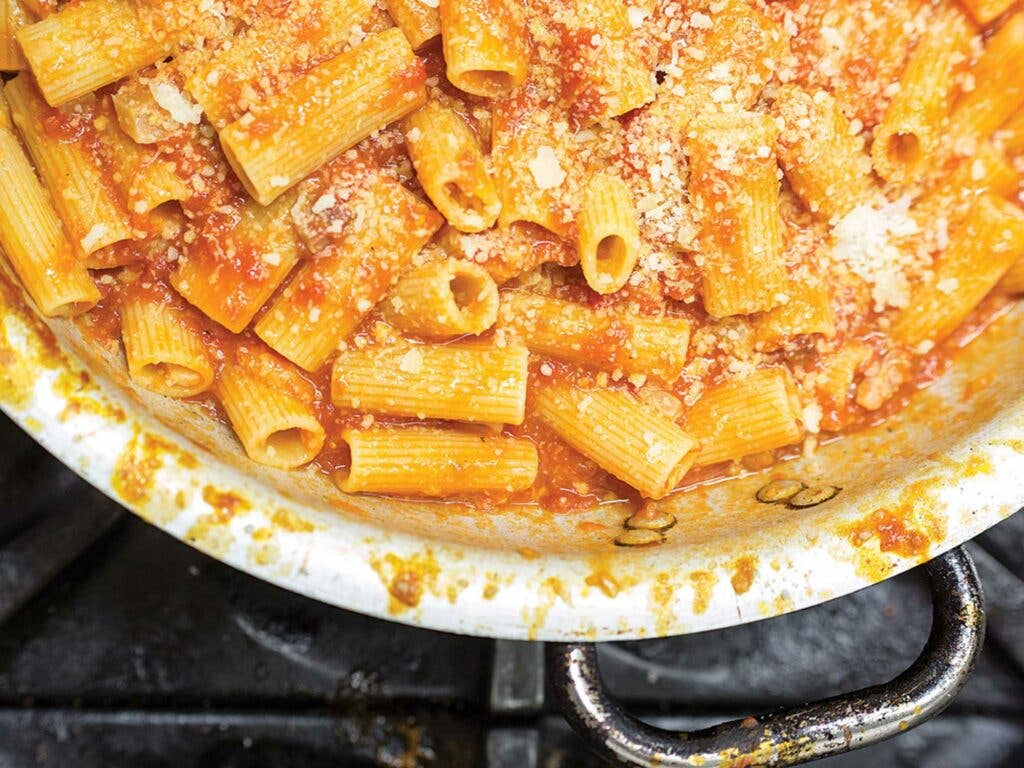 Rigatoni with Pancetta Tomato Sauce