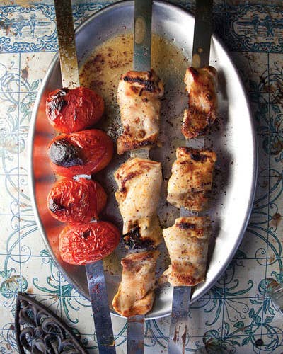 Jujeh Kebab (Spiced Chicken and Tomato Kebabs)