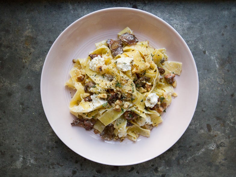 Pappardelle with Mixed Mushrooms, Ricotta, and Walnuts