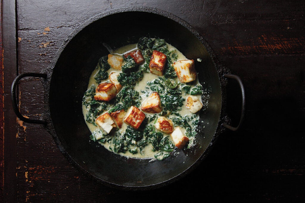 Spinach with Fresh Indian Cheese (Saag Paneer)