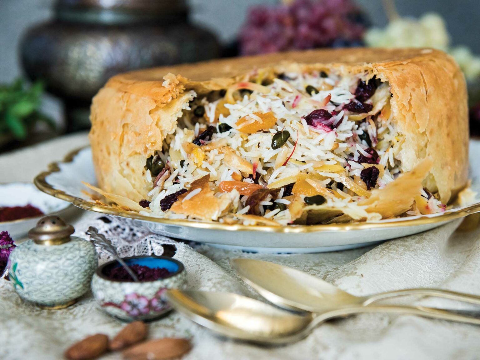 Chicken Pilaf in a Lavash Crust (Khan Plov) Saveur