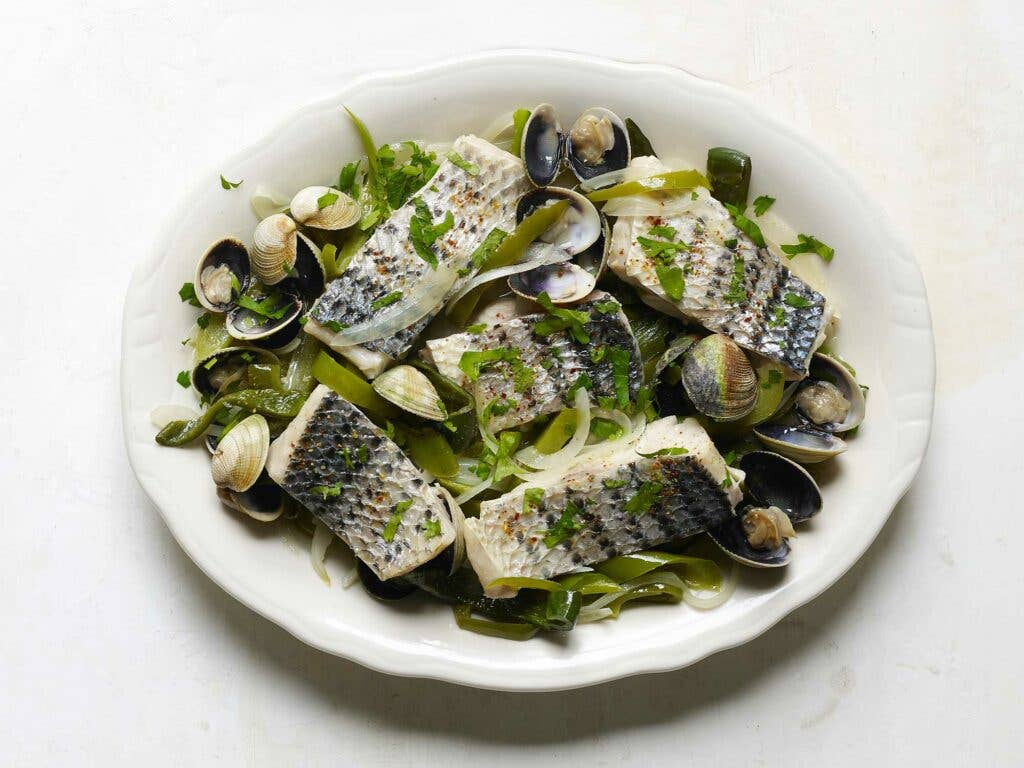 Basque Recipes Fish with Green Peppers and Clams