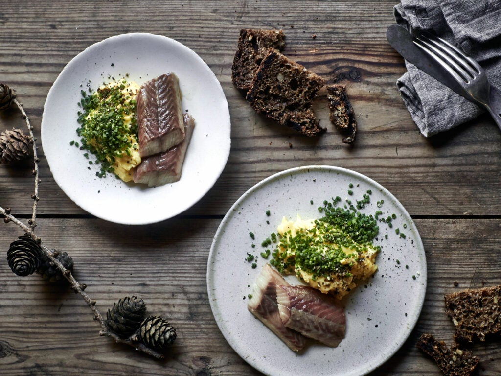 Creamed Eggs and Smoked Eel with Chives