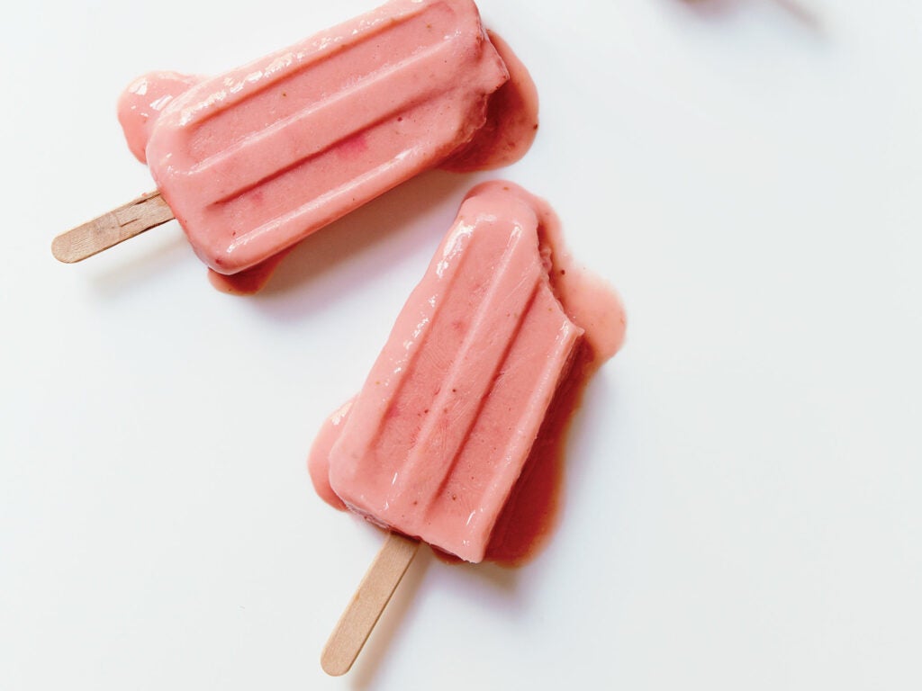 Strawberry Rhubarb Yogurt Pops