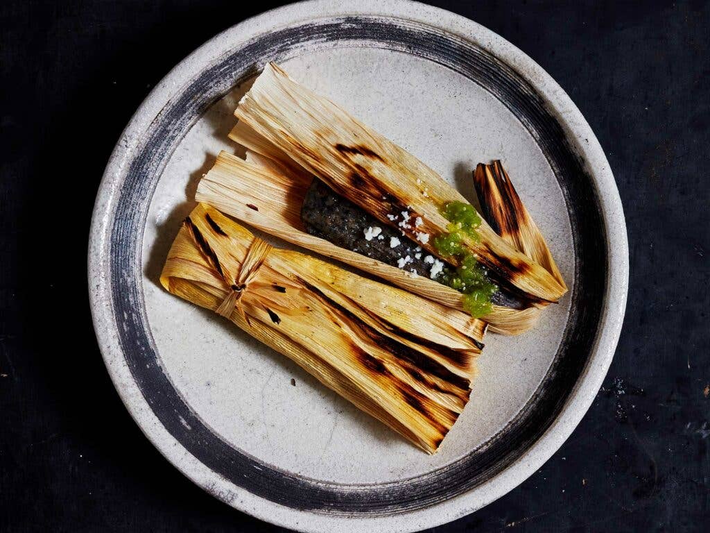 Corn Tamales with Tomatillo Salsa