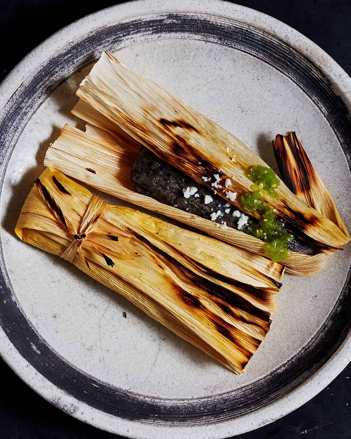 Tamales with Tomatillo Salsa