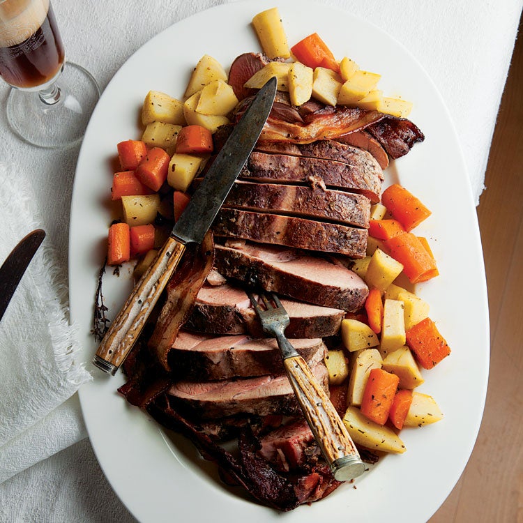 Braised Pork Roast with Root Vegetables (Schweineschmor-braten mit Rübengemüse)