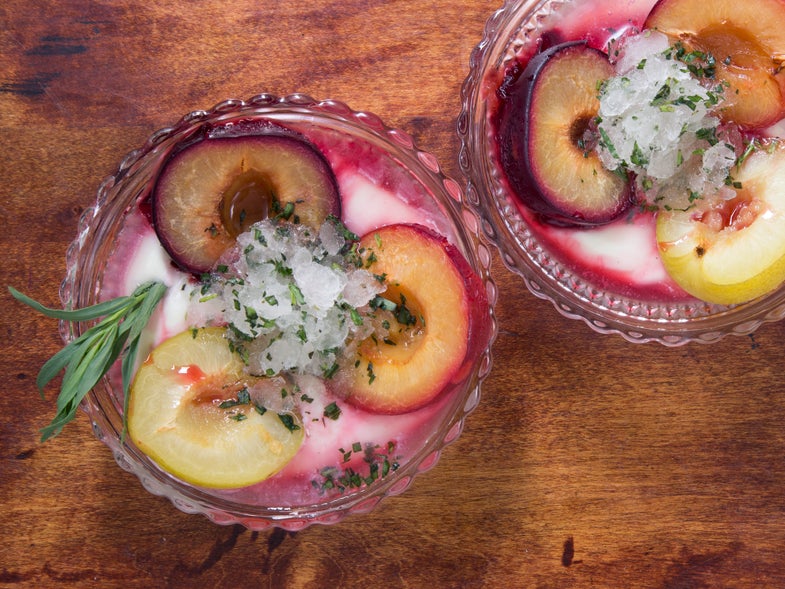 Plum, White Chocolate, and Tarragon Parfait