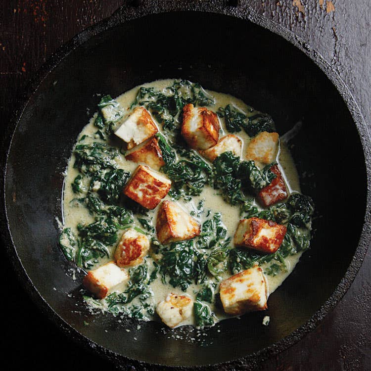 Saag Paneer (Spinach with Fresh Indian Cheese)