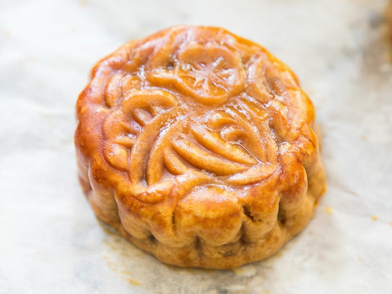 Chocolate Chip Moon Cakes with Almonds and Spiced Fruit