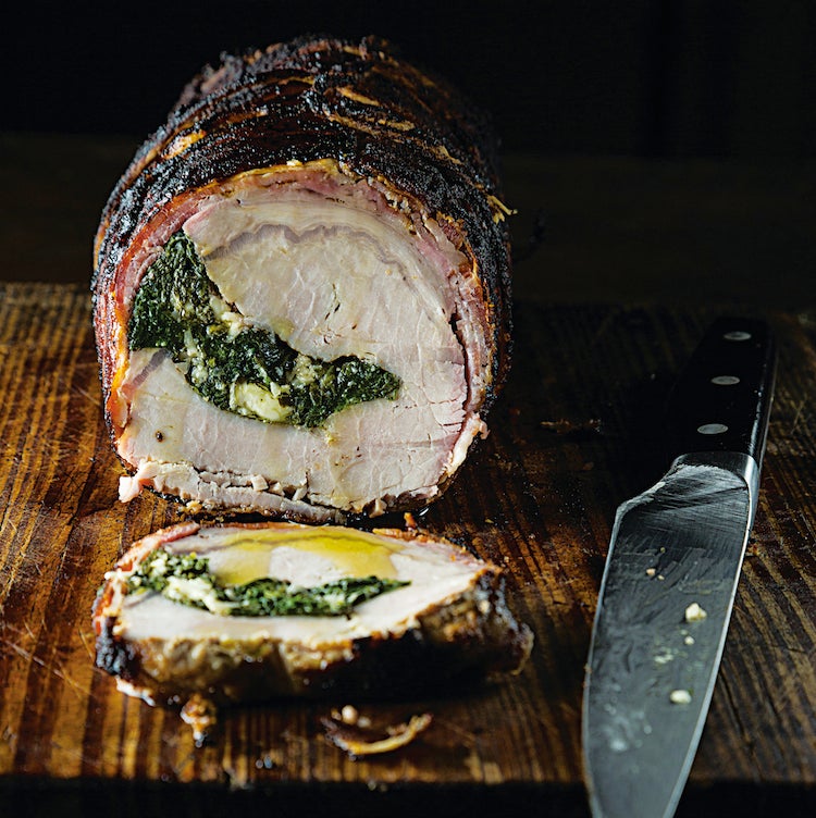 image of Bacon-Wrapped Stuffed Pork Loin recipe by Saveur