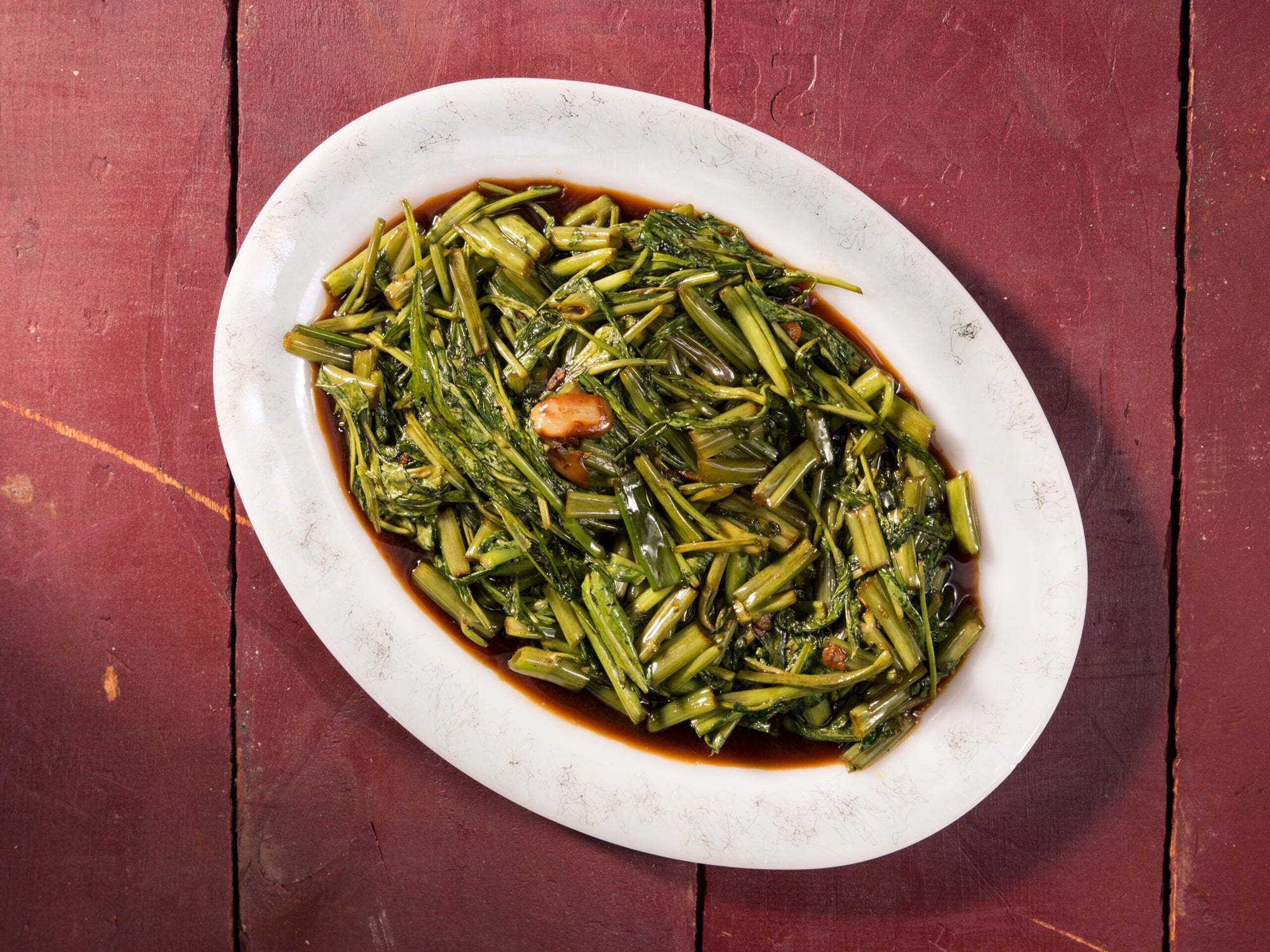 Philippine Vinegar-Braised Greens (Kangkong Adobo) | Saveur