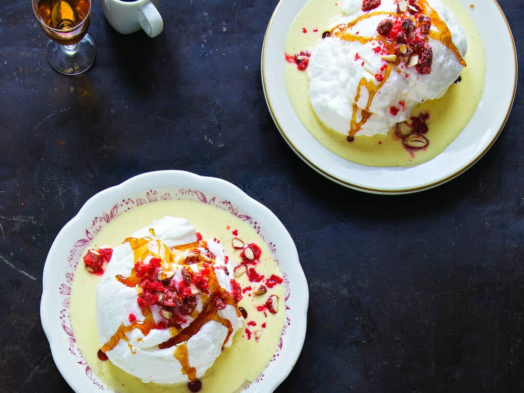 Meringue Floating in Crème Anglaise