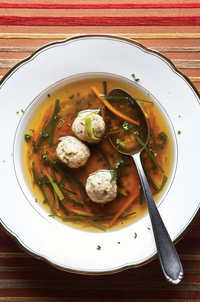 German bread dumplings in beef-marrow enriched broth