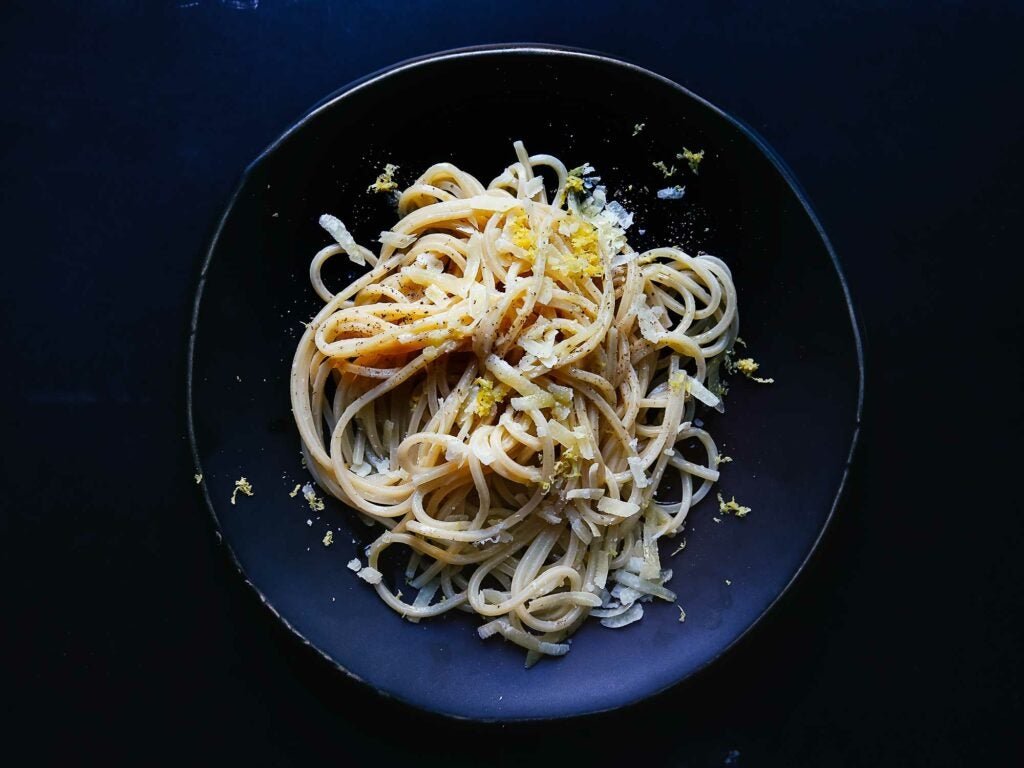 Lemon-Infused Spaghetti with Oil and Provolone