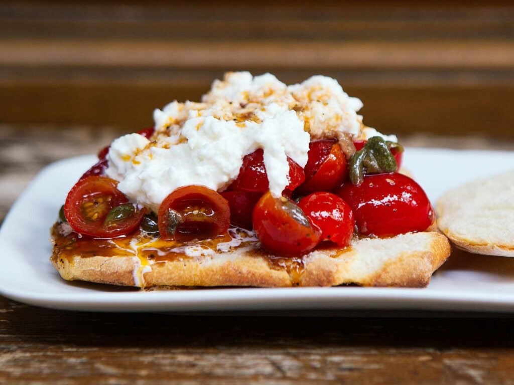 Burrata and Marinated Cherry Tomato Sandwiches