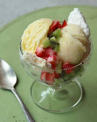 Lemon Curd-Vanilla Swirl Ice Cream with Coconut Meringue
