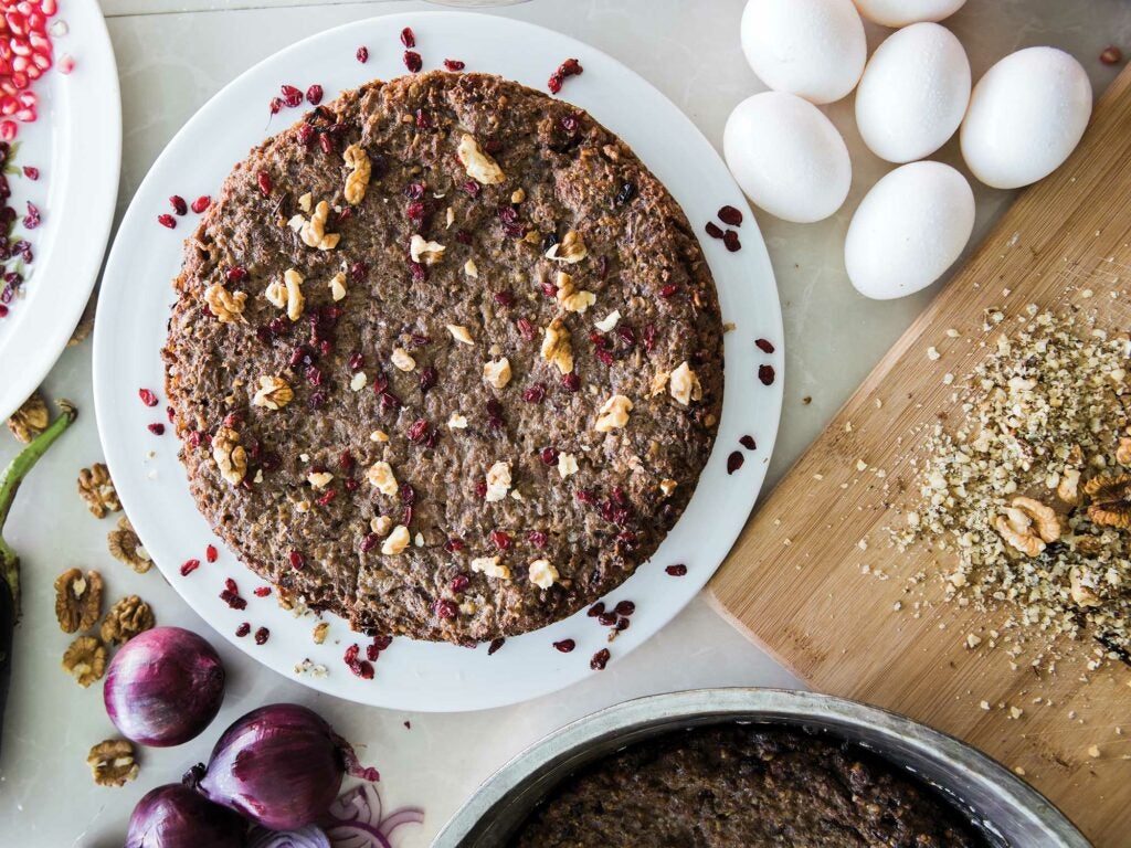 eggplant and walnut frittata (badimjan kükü)