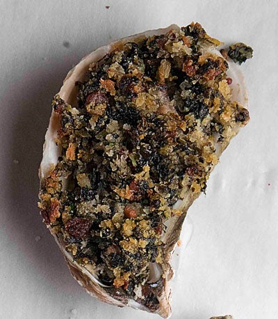 Baked Oysters with Bacon and Spinach