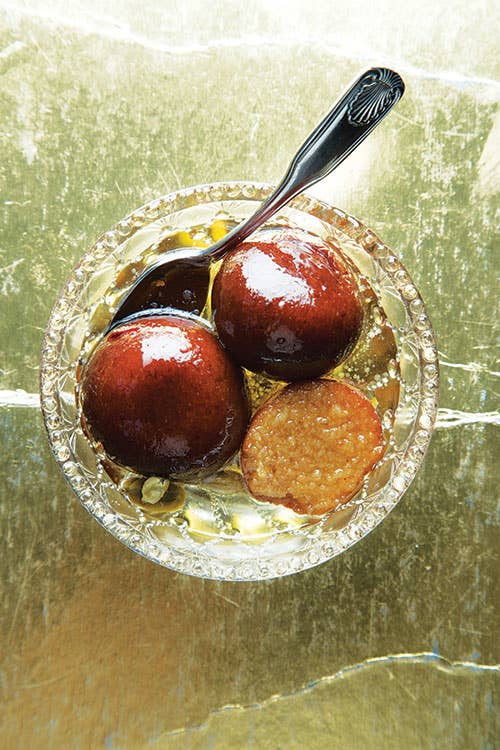 Gulab Jamun cardamom syrup-soaked Indian donuts