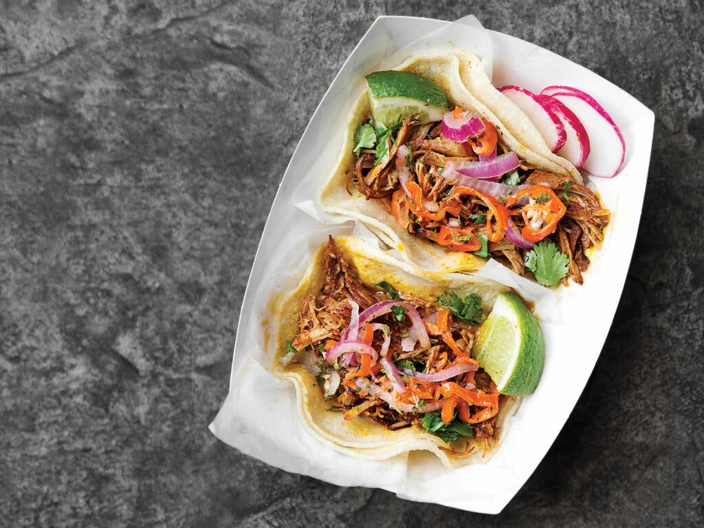 Yucatán-Style Shredded Pork Tacos with Achiote (Cochinita Pibil Tacos)