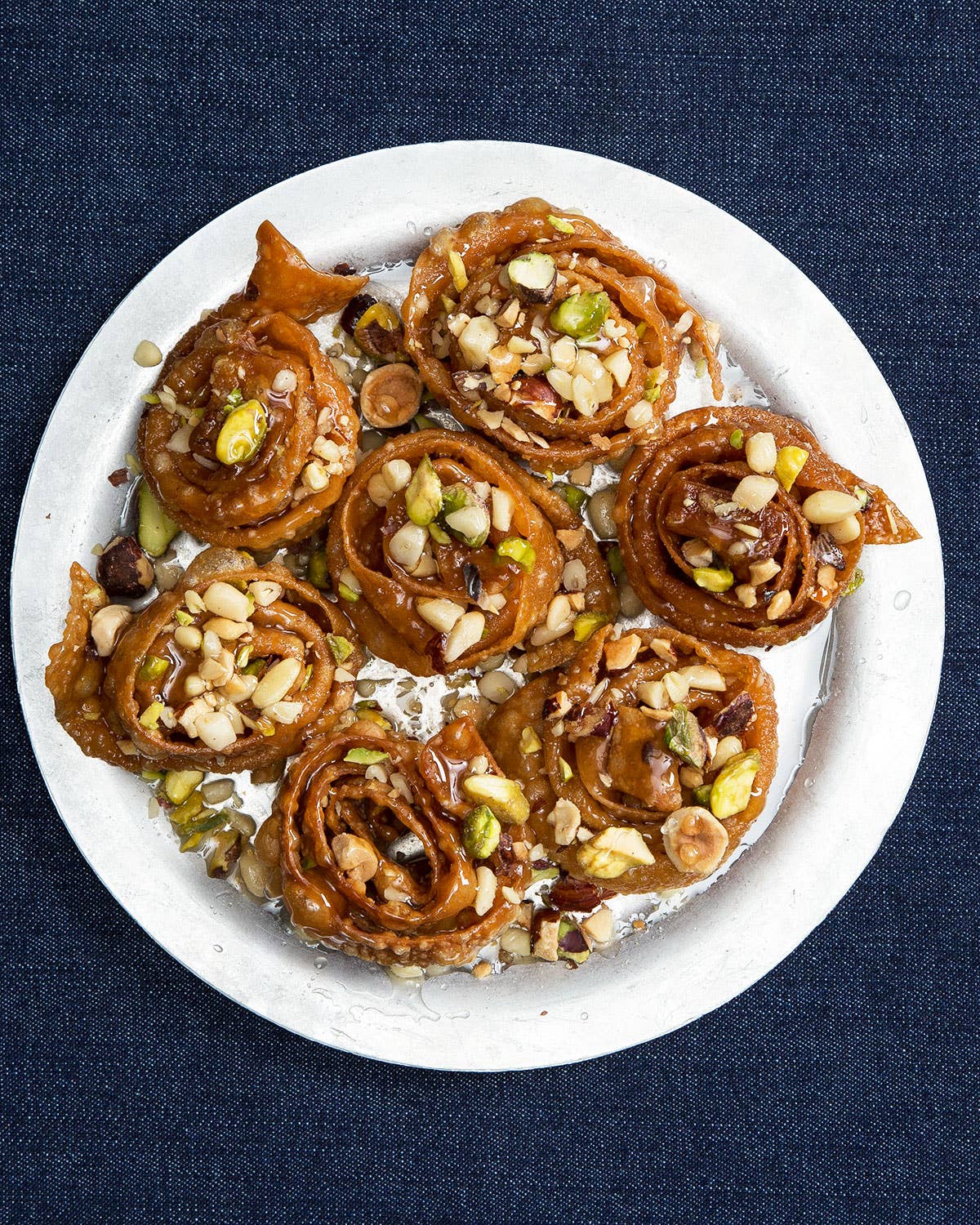 Syrup-Soaked Pastries with Hazelnuts, Pistachios, and Pine Nuts (Deblah)