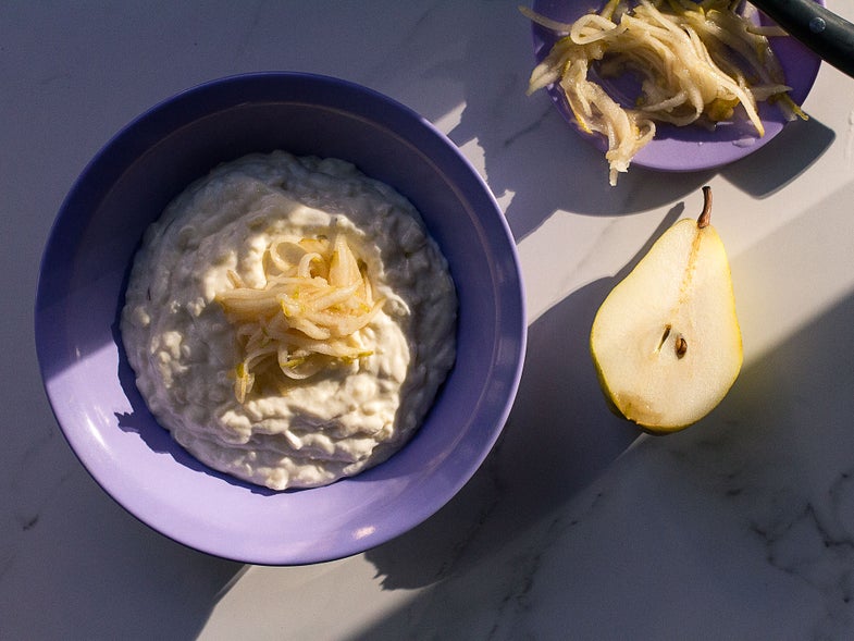Lavender Rice Pudding with Pears