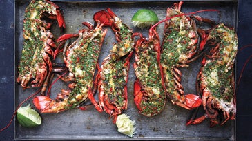 Grilled Lobster with Cilantro-Chile Butter