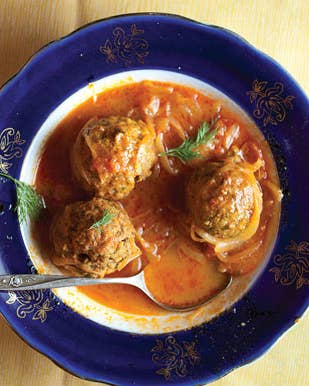 Kufteh (Herb Meatballs in Tomato-Plum Sauce)