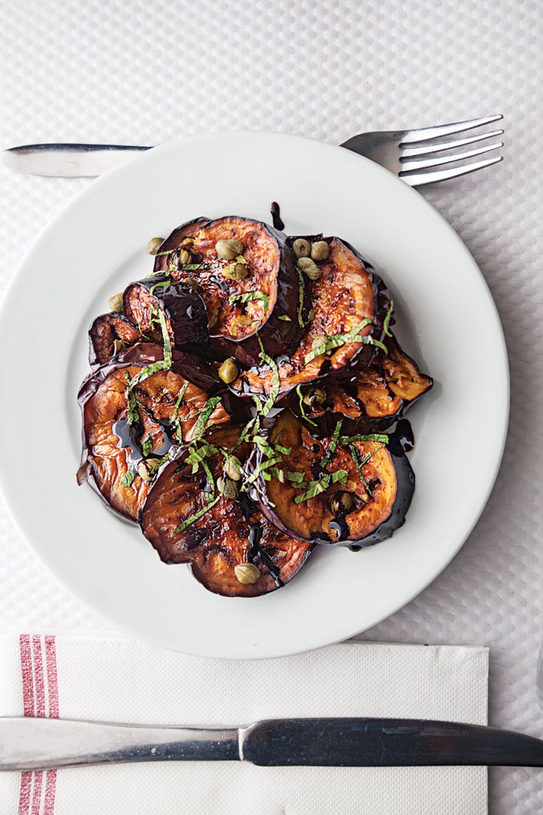 PanFried Eggplant with Balsamic, Basil, and Capers Saveur