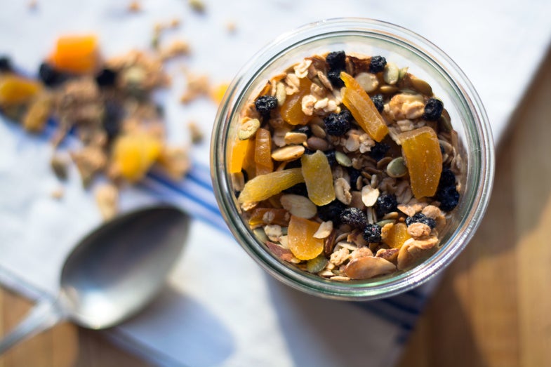 Homemade Granola with Apricots, Blueberries, and Almonds
