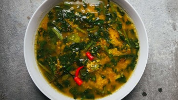 Roasted Moong Dal with Spinach