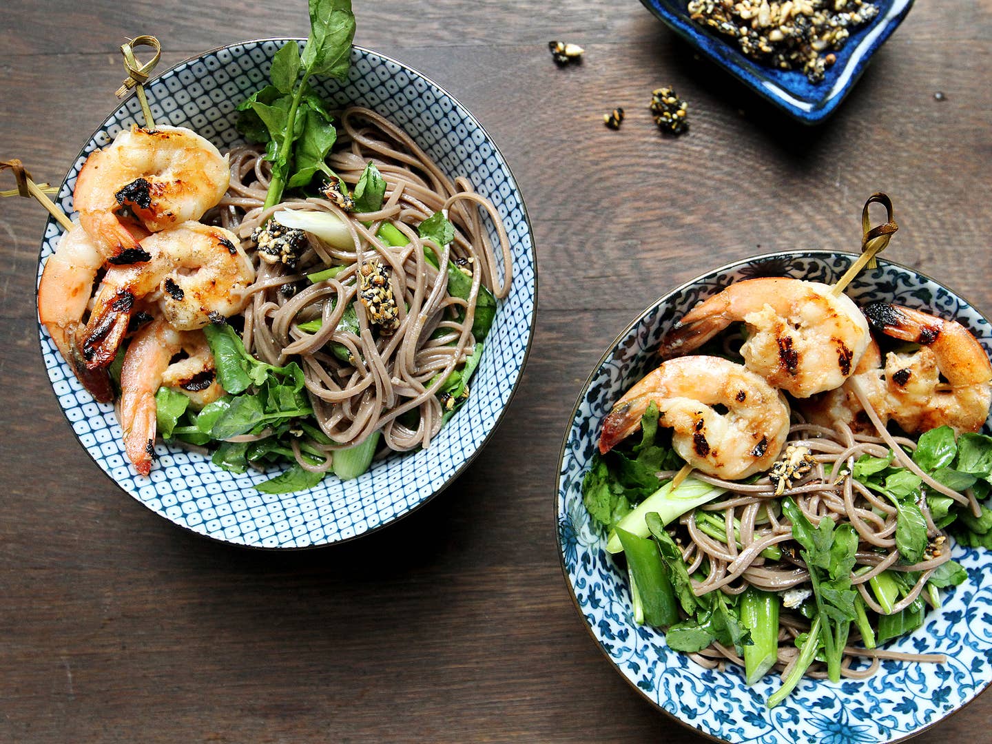 Soba Noodle Salad with Miso and Grilled Prawns