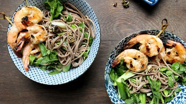 Grilled Shrimp with Miso and Soba Noodle Salad