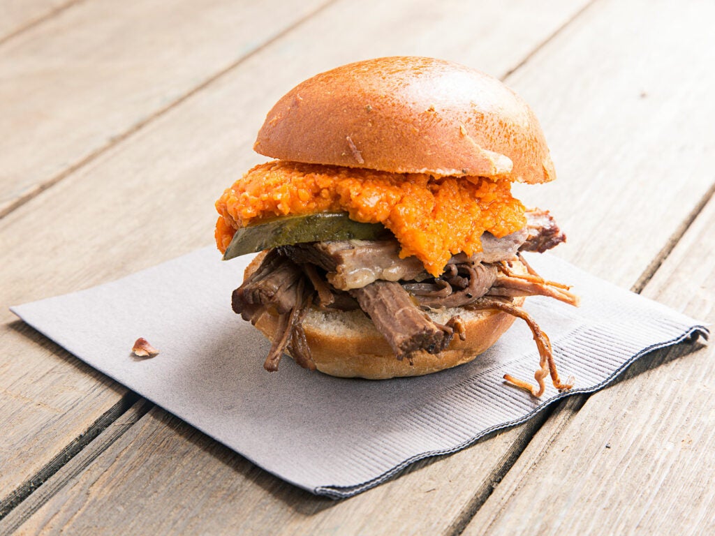 Braised Brisket Burgers with Pimento Cheese