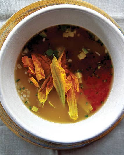 Squash Blossom Soup (Caldo Xochitl con Flor de Calabaza)