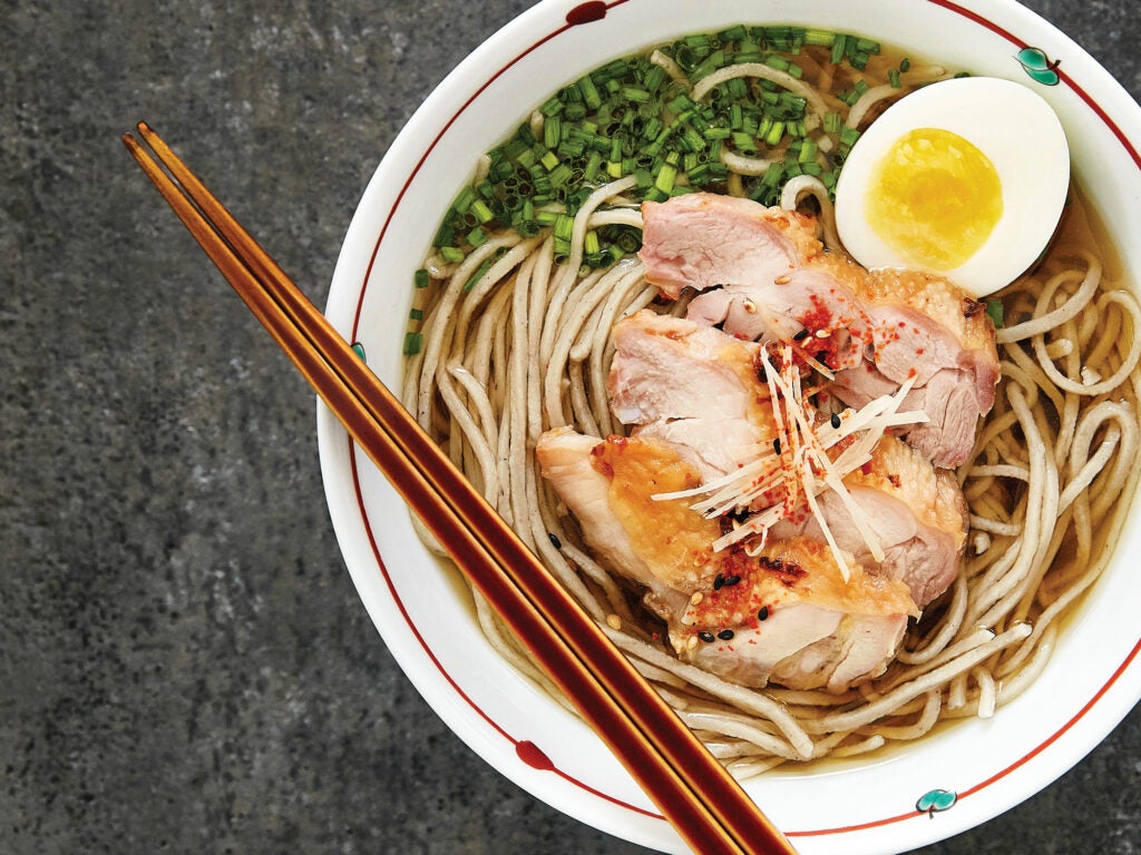 Hot Soba Noodles with Chicken and Egg