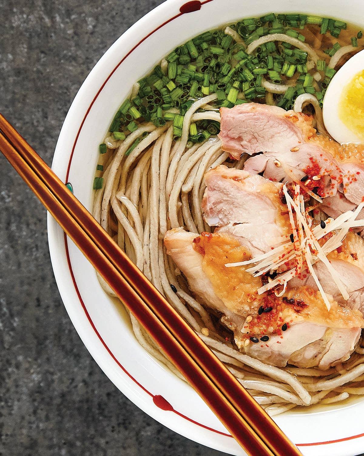 Hot Soba Noodles with Chicken and Egg