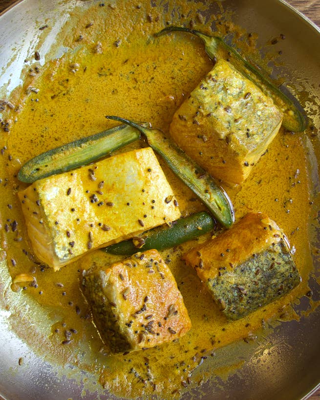 Salmon in Bengali Mustard Sauce