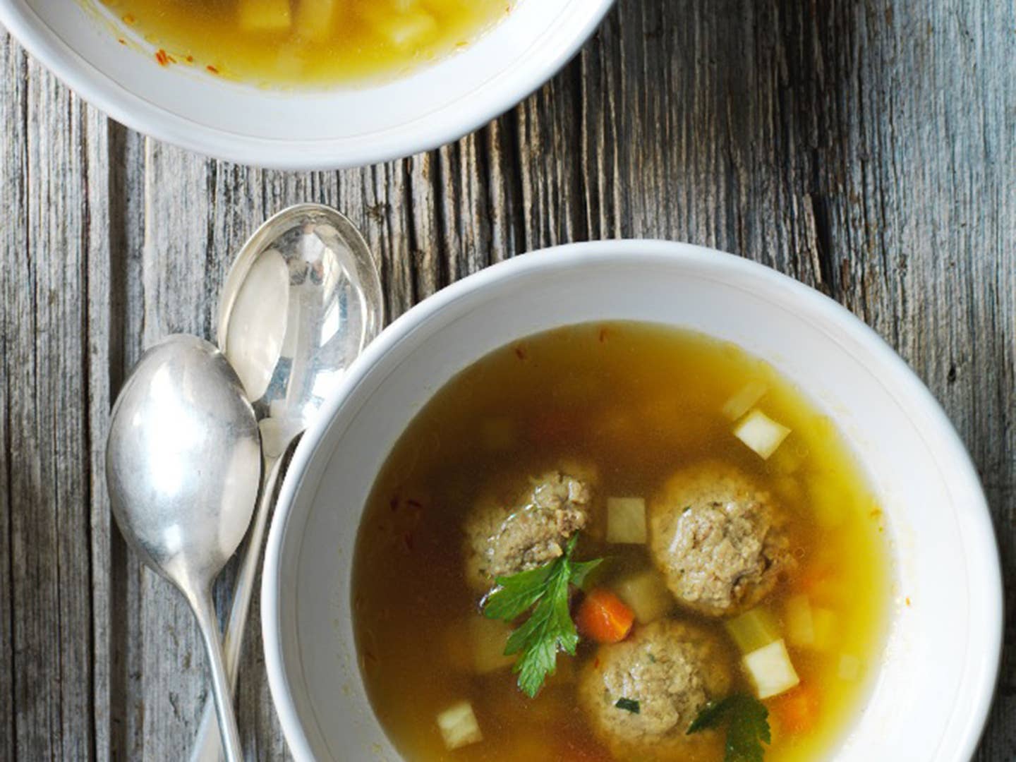 Beef Broth with Liver Dumplings and Saffron