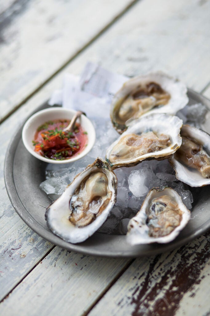 Orange, Candied Onion, and Mint Mignonette