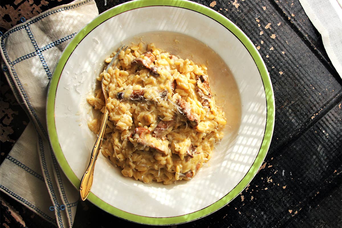 Creamy Orzo Risotto with Meyer Lemon and Wild Mushrooms