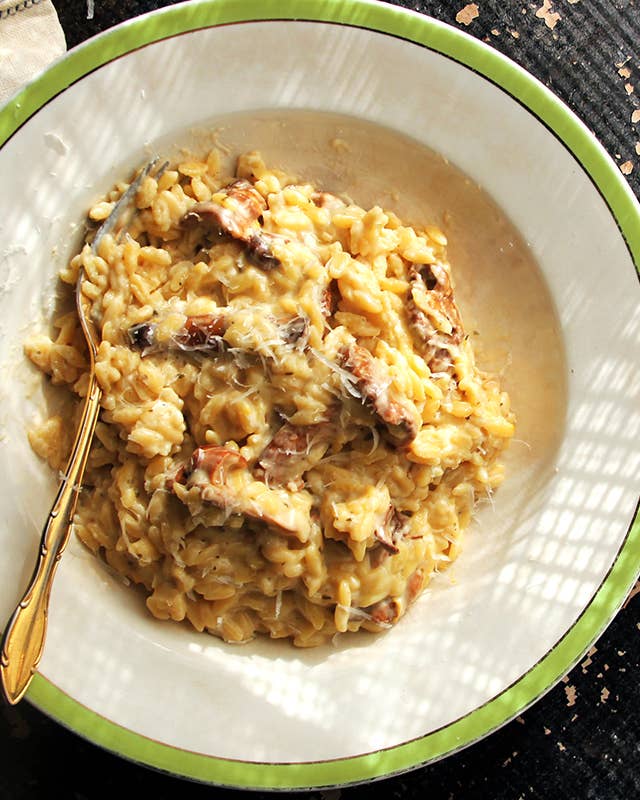 Creamy Orzo Risotto with Meyer Lemon and Wild Mushrooms