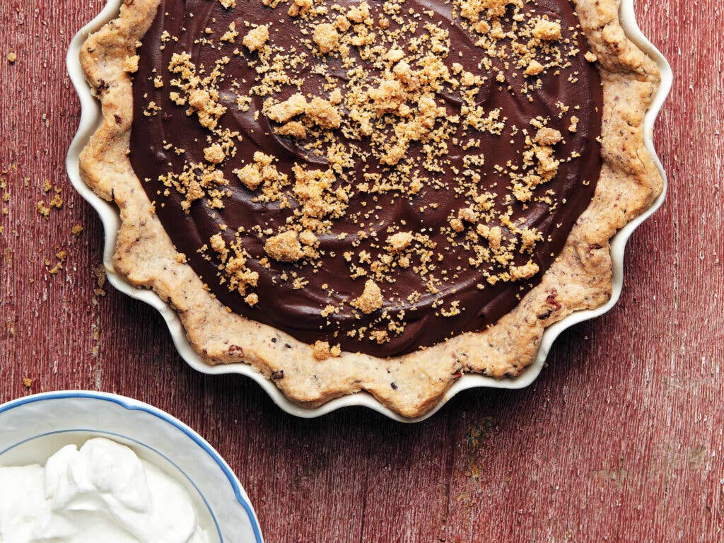 Chocolate Chess Pie with Cornbread Crumble