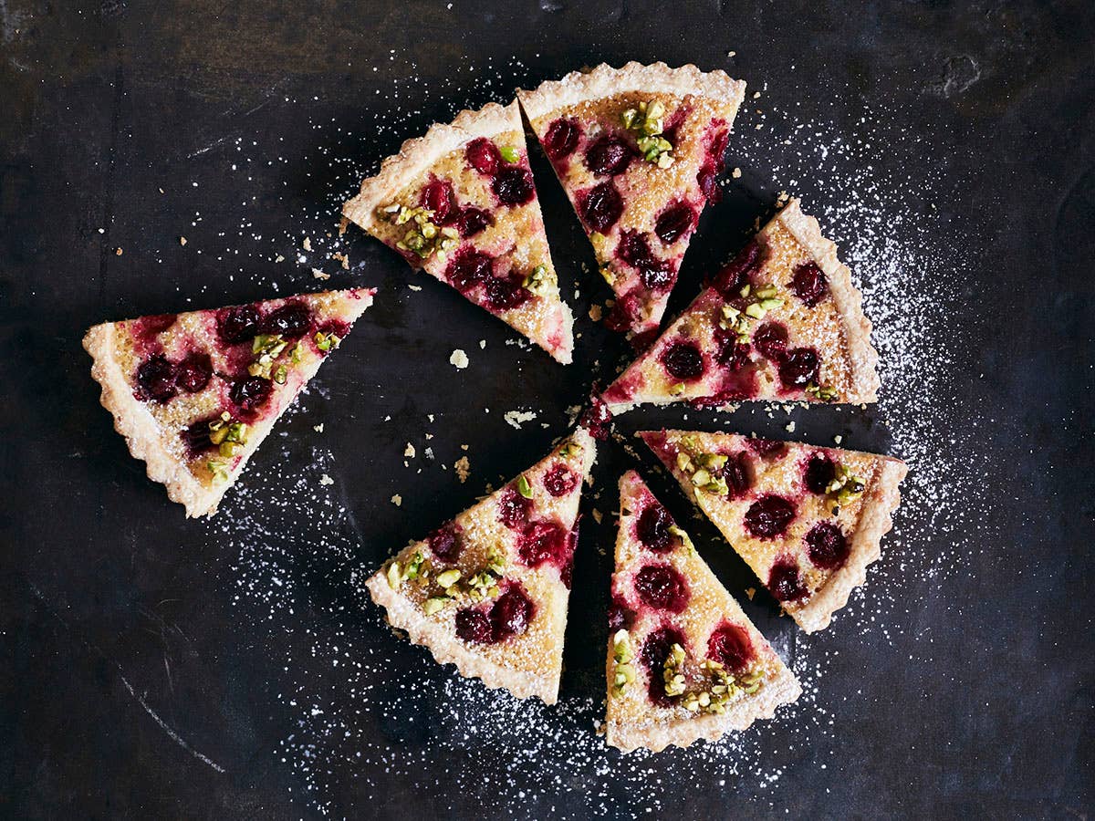 Almond Frangipane Tart with Cranberries and Honeyed Pistachios