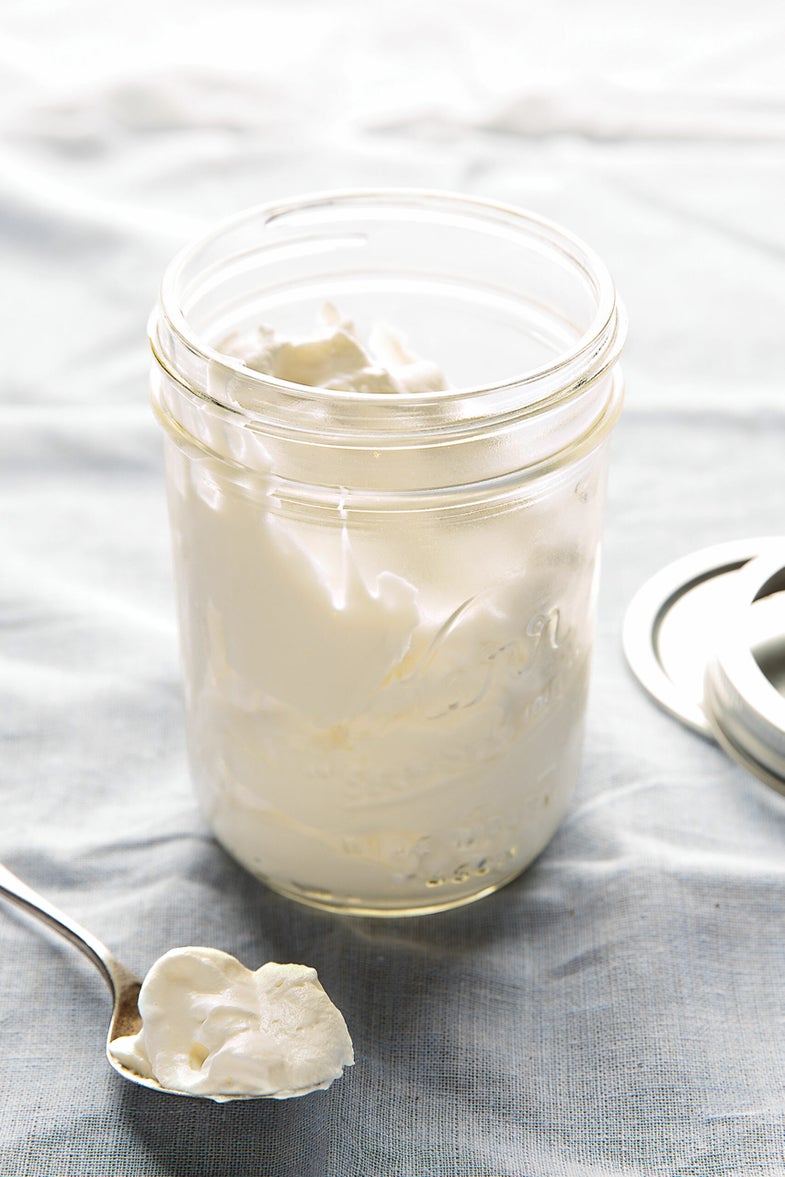 freshly whipped cream in a Mason jar