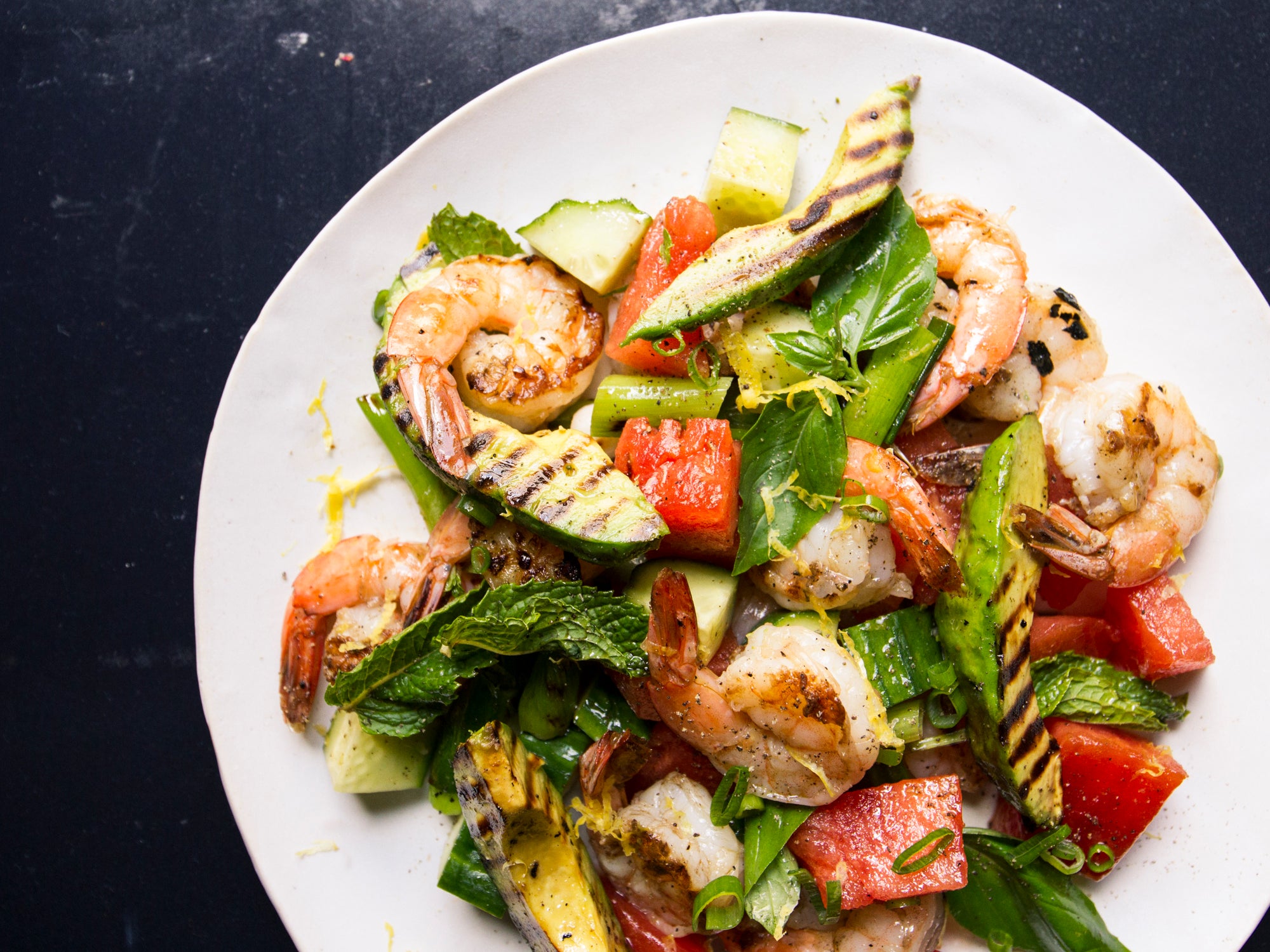 grilled shrimp salad with avocado