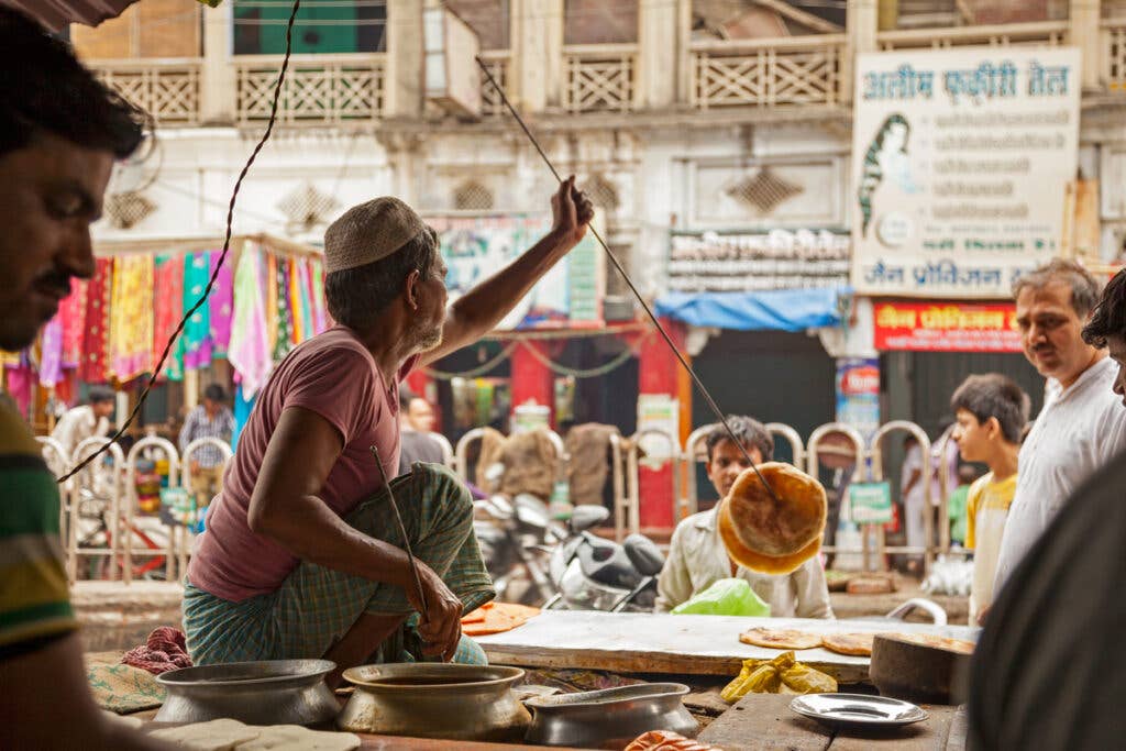 Selling the saffron-splashed bread shirmal in Lucknow India